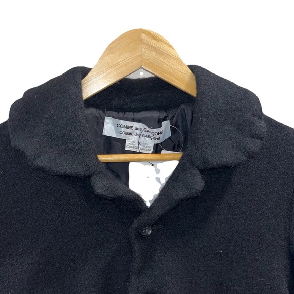 COMME DES GARÇONS black boiled wool jacket coat large button pocket casual NWOT - Picture 8 of 16
